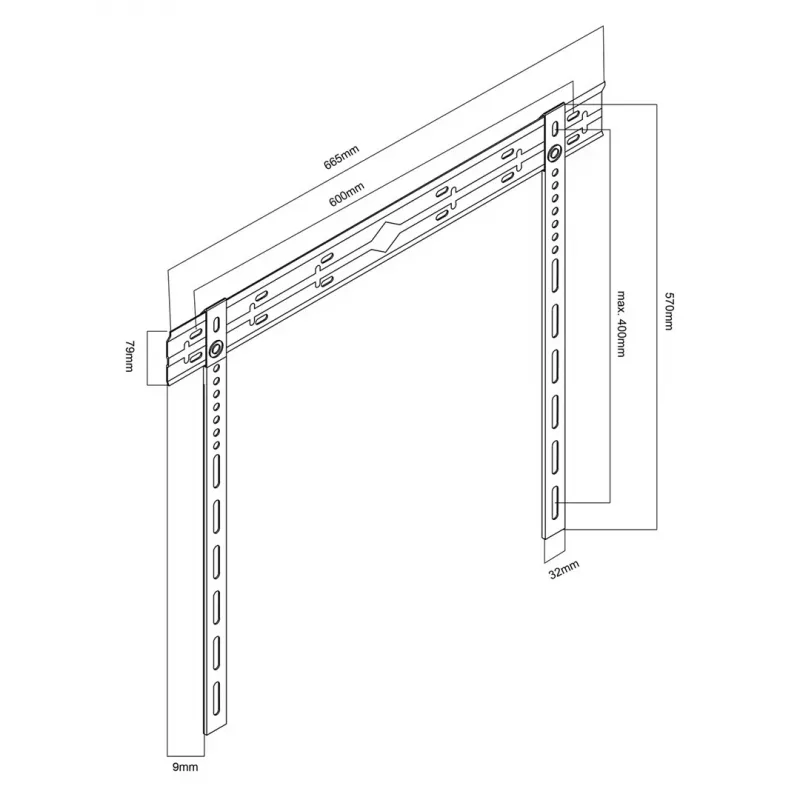 Sienas TV stiprinājums MACLEAN MC-123 īpaši plāns, VESA 400x400 mm, plakanā ekrāna televizoriem līdz 80 kg