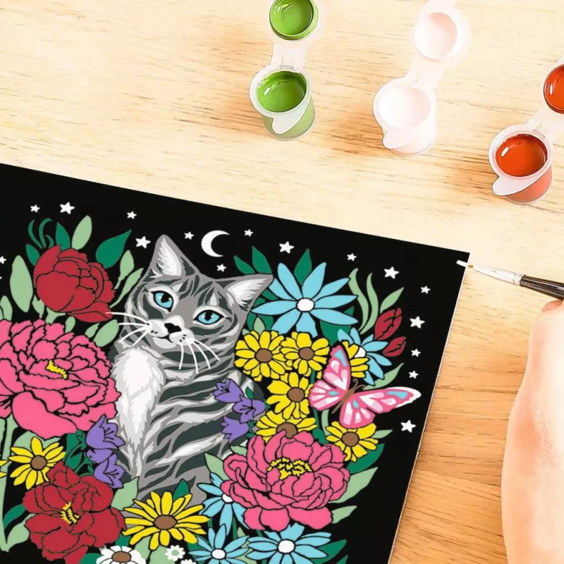 Paint-by-number kit Ravensburger CreArt Pixie Cold Cat (model 25855) – canvas painting set