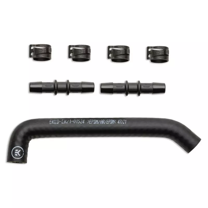 EK Water Blocks EK-Pro 17/10mm pastiprinātas EPDM caurules ar iepriekš formētiem 45° un 90° līkumiem
