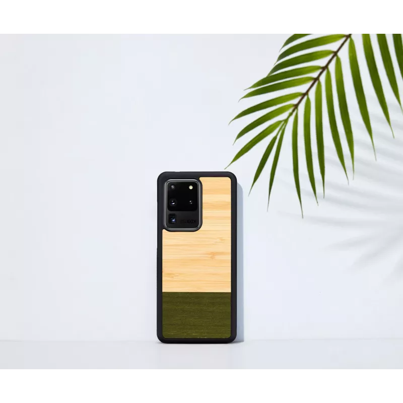 Tālruņa maciņš man and wood Galaxy S20 Ultra bambusa melns — aizsargājošs aizmugures vāciņš, dabīga bambusa ielaidums