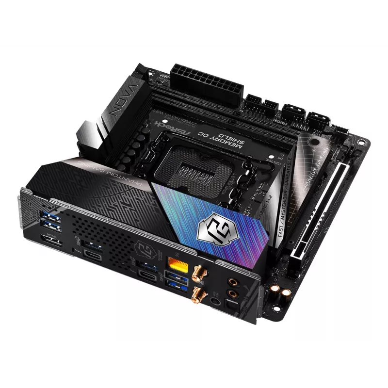 Mātesplate ASRock Phantom Gaming Z890I Nova WiFi — Intel Z890, LGA 1851, mini ITX, DDR5, 2x M.2, Wi‑Fi 6E/7, 5Gb LAN, Thunderbolt