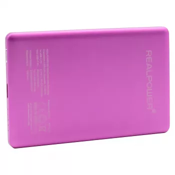 Ārējais akumulators RealPower PB-5000 MAG 5000 mAh, bezvadu uzlāde, USB-C, 20 W, rozā