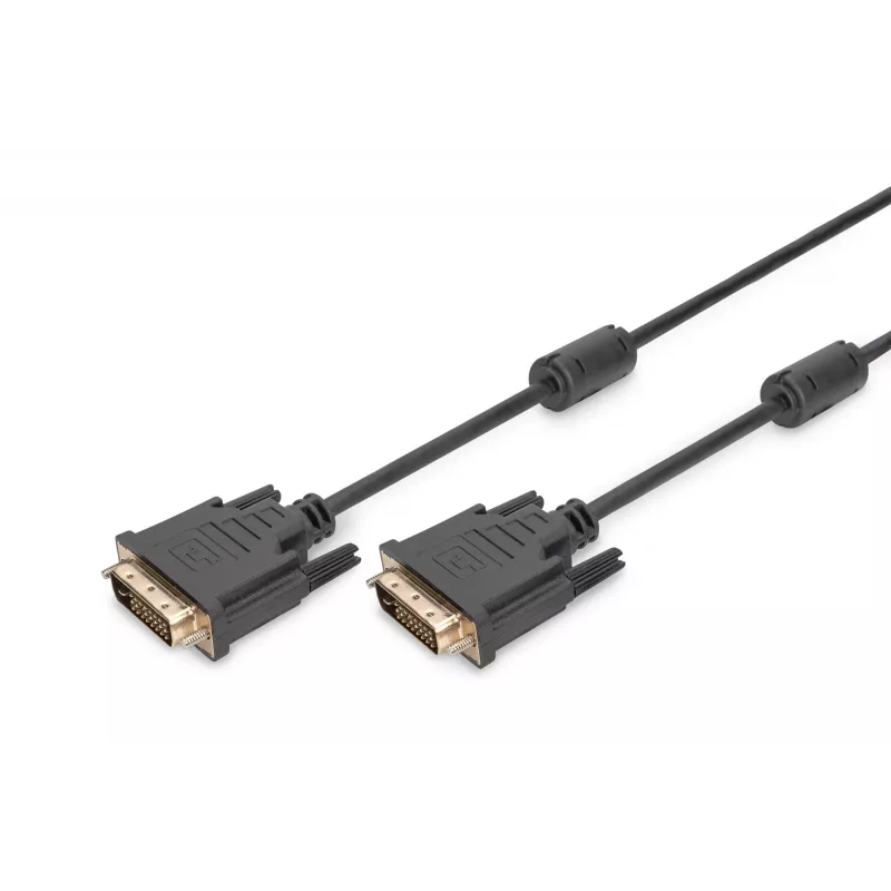 DIGITUS - DVI kabelis - Dual Link - DVI-D (M) - DVI-D (M) - 5,0m - liets, īkšķa skrūves - melns (AK-320101-050-S)