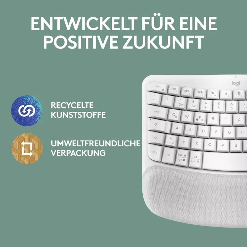 Tastatūra Logitech Wave Keys Mac QWERTZ vācu balta