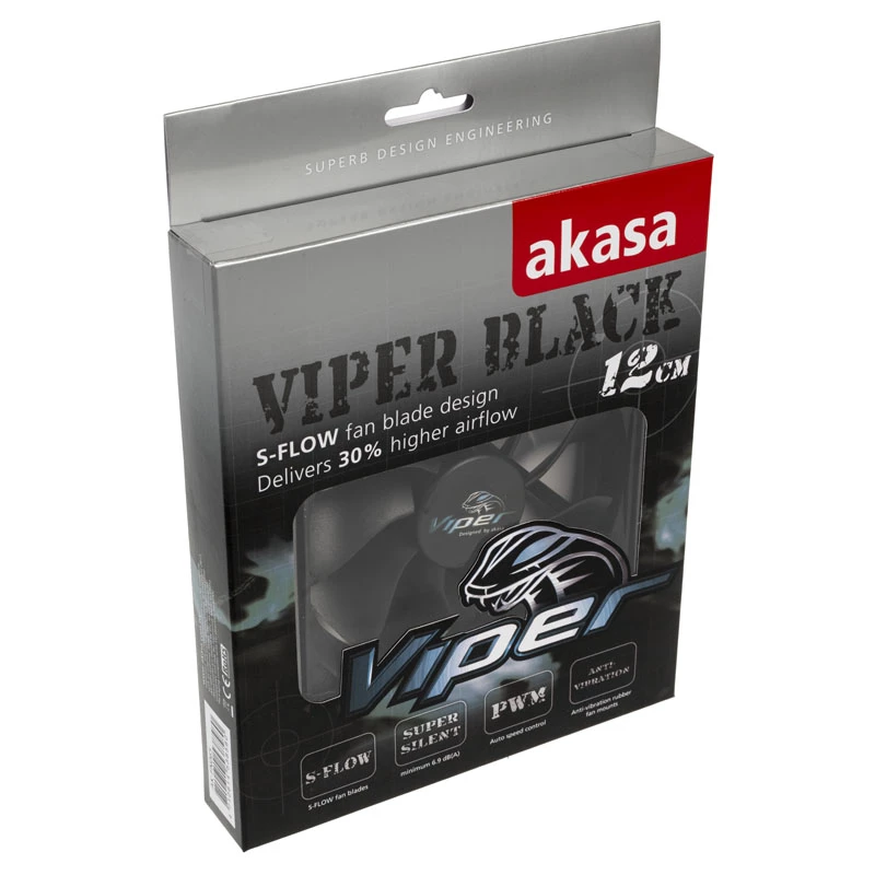 AKASA Viper 120mm korpusa ventilators - melns