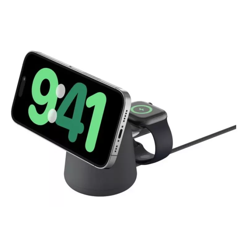 Bezvadu lādētājs Belkin WIZ027VFH36 2‑in‑1 magnētisks Qi2 15W iPhone un Apple Watch pulkstenim