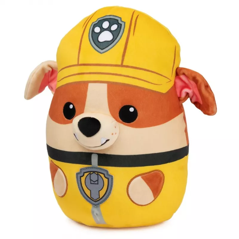 PAW Patrol Rubble Squish Plush, Oficiāla Rotaļlieta no Populārās Multfilmas, Mīksta Pildīta Dzīvnieka Rotaļlieta Bērniem no 1 Gada Vecuma, 12”