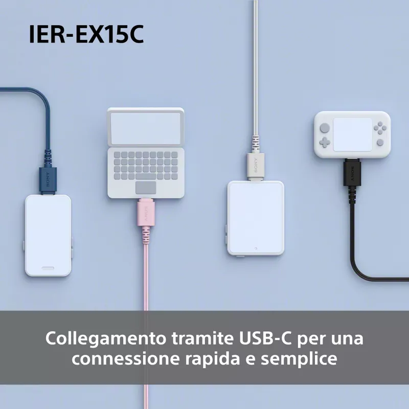 Sony IER-EX15C austiņas ar vadu, ievietojamas ausīs, zvaniem/mūzikai, USB-C, rozā