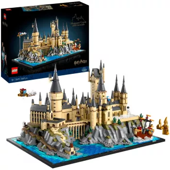 LEGO 76419 Harry Potter Cūkkārpas pils un teritorijas liels komplekts pieaugušajiem, iekļaujot ikoniskas vietas: Lielā zāle, Noslēpumu kambaris un vēl citas