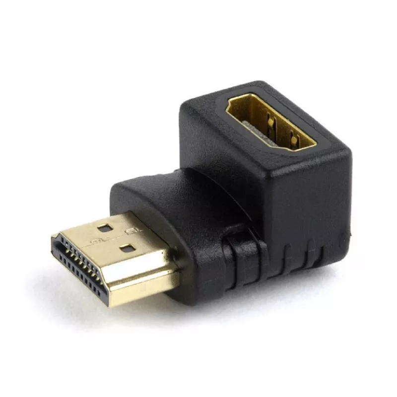 HDMI savienotāju adapteris GEMBIRD A-HDMI90-FML, HDMI uz HDMI, taisnleņķa 90° adapteris, melns