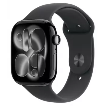 Watch Series 11 GPS 46mm Jet Black Aluminium Case ar Black Sport Siksniņu - S/M