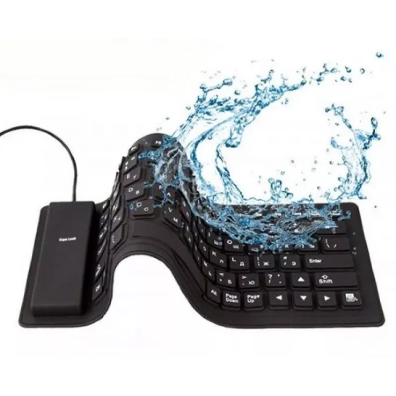 Silikona tastatūra USB+PS/2 melna