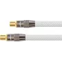 SAT antenas kabelis, IEC/koaksiālais spraudnis un ligzda zeltīti, ekranējuma vērtējums 120 dB, 75 omi, neilona pinums balts, 1 m, PYTHON® sērija (GC-M2001)