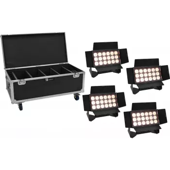 LED daudzfunkcionāls wash gaismas komplekts EUROLITE 20001034 ar 4 uzlādējamām baterijām, 18x10W RGBW LED