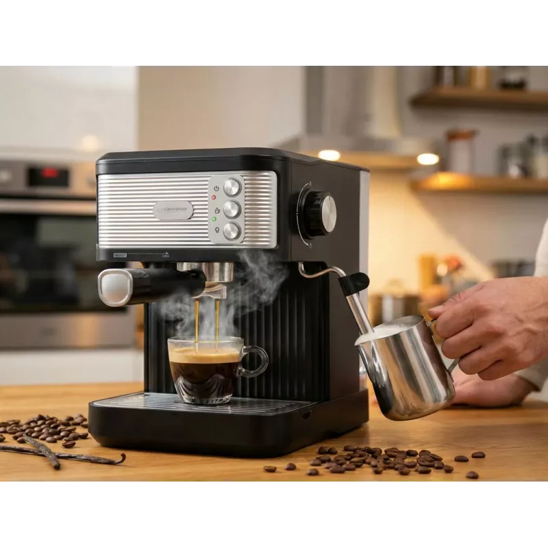 Espresso kafijas automāts ESPERANZA EKC011 — 1,8 l ūdens tvertne, 850 W, 20 bāri, skārienjutīga vadība, piena putotājs