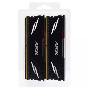 Galda DDR4 RAM AFOX 2×16GB 3200MHz CL16 1.35V nebuferizēta (32GB, XMP2, Rank1, melna)