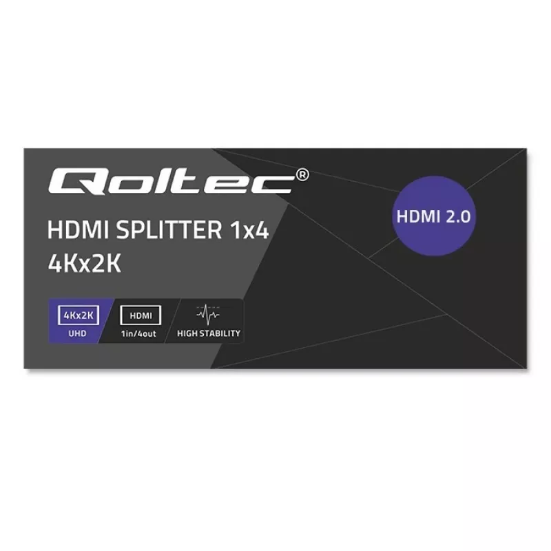 Qoltec 51799 Aktīvais HDMI sadalītājs 4 x HDMI 4K x 2K | 6Gb/s | 60Hz