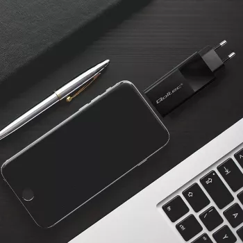 Qoltec 52382 GaN POWER PRO lādētājs | 1xUSB Type-C | 1xUSB A | 100W | 5-20V | 1.5-5A | PD | Melns