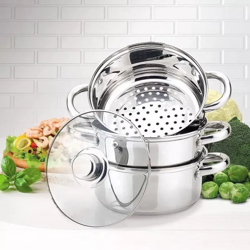 Elektriskais tvaicētājs Maestro MR-2900-18 1500 W vertikālā tvaika, 18 cm katls, 2 L, nerūsējošais tērauds un stikls, piemērots indukcijas plītīm