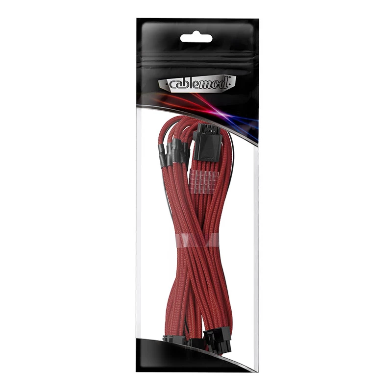 CableMod C-Series PRO ModMesh 12VHPWR uz 3x PCI-e kabelis Corsair - 60 cm, tumši sarkans