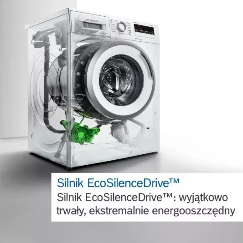 Priekšpusē lādējama veļas mašīna Bosch WGE02201PL — 8 kg, 1200 apgr./min, 55 L tilpnes, LED displejs, invertors