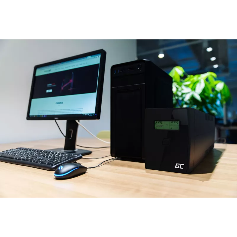 Green Cell UPS01LCD nepārtrauktās barošanas avots (UPS) Line-Interactive 0.6 kVA 360 W 2 AC kontaktligzdas