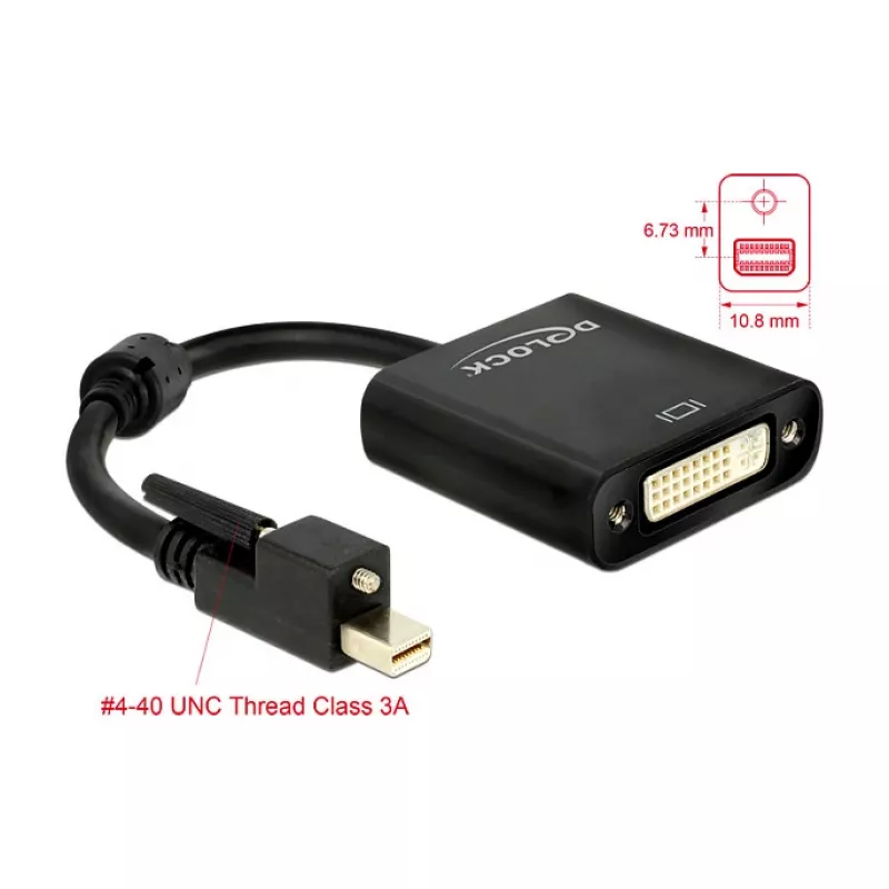 Video kabeļa adapteris DeLOCK 62639 Mini DisplayPort uz DVI-I 0,25 m melns