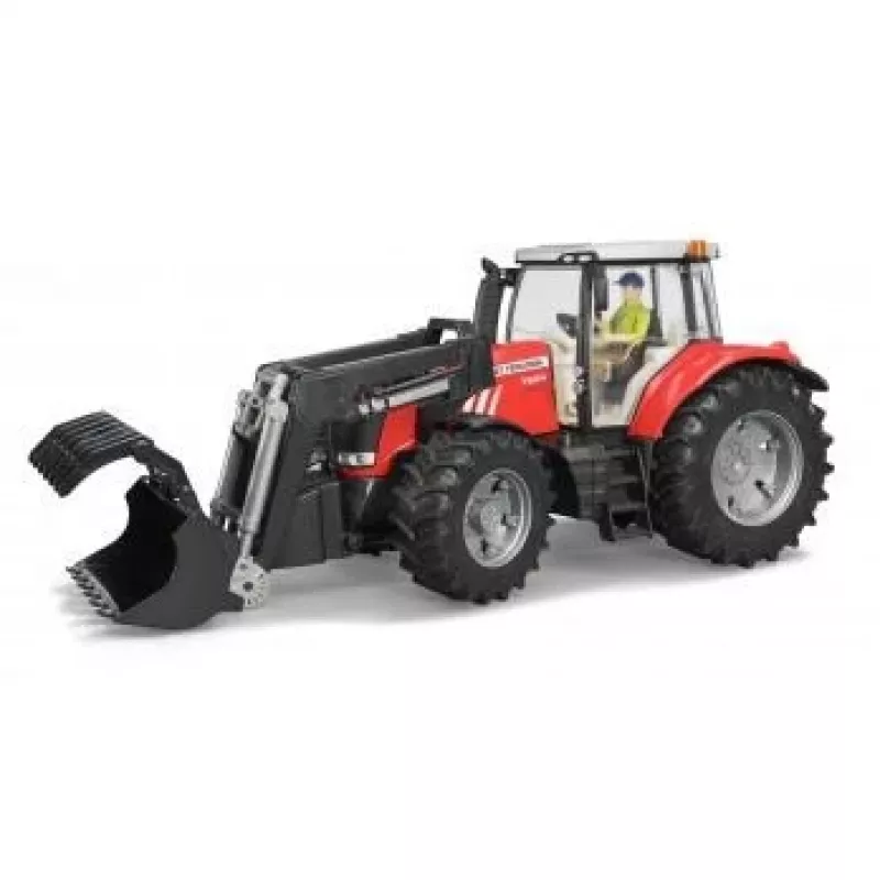 Rotaļu traktors BRUDER Massey Ferguson 7624 ar priekšējo iekrāvēju, sarkans, bērniem no 3 gadu vecuma