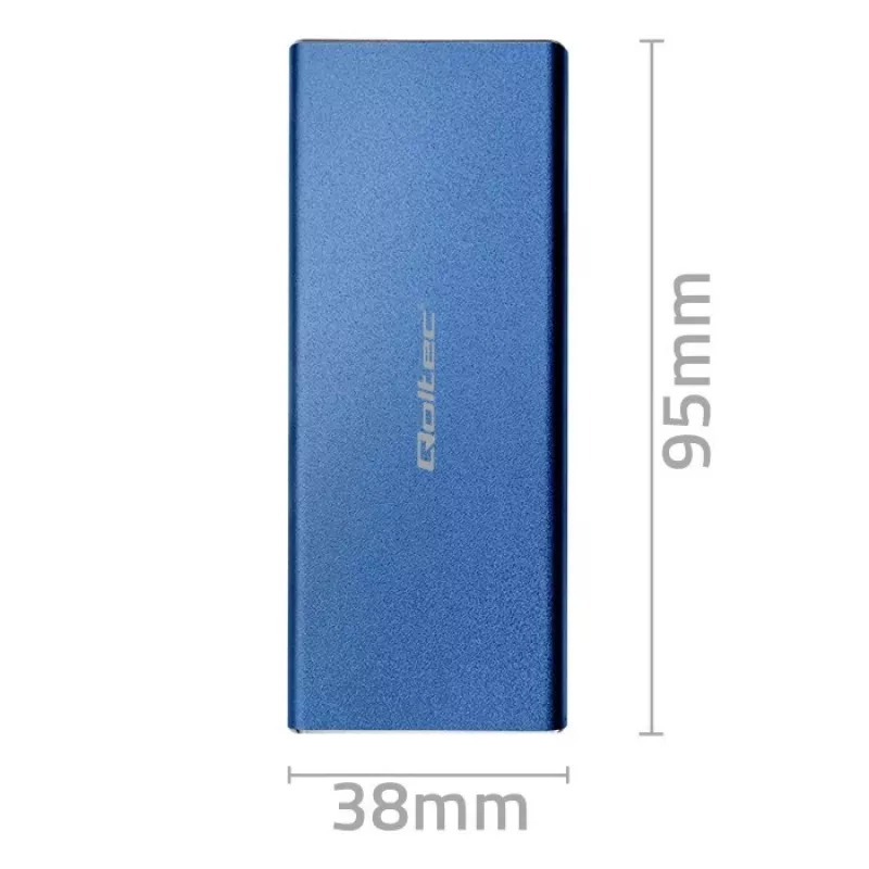 SSD korpuss QOLTEC 51832 — ārējais M.2 SATA, USB 3.0, līdz 2TB, zils, atbalsta 30 mm diskus, 4 sloti