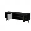 TV skapis Cama Meble MOUNTAIN 154x40x55 cm — skaidu plākšņu virsma, melns un zelts