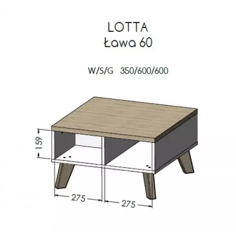 Cama LOTTA 60 Kafijas galdiņš balts/sonomas ozols