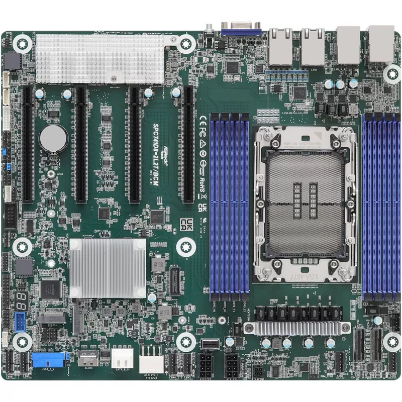Mātesplate ASRock SPC741D8-2L2T/BCM 1x LGA4677 Intel Xeon Scalable 4/5gen C741 (8xDIMM, NVMe, 2x10GbE, 2xGbE, IPMI)