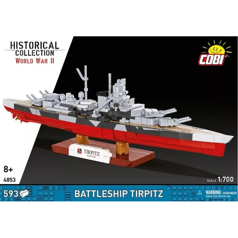 Konstruktors Cobi kaujas kuģis Tirpitz modelis ar 593 detaļām, mēroga un displeja funkcijas