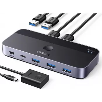 KVM USB slēdzis UGREEN CM662 2x4 izeja, melns