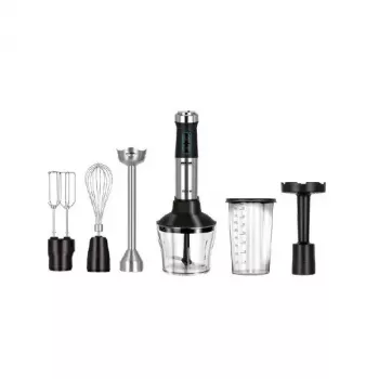 Rokas blenderis MPM MBL-42M — 1500 W, nerūsējošā tērauda korpuss, mainīgs ātrums, turbo, piederumi