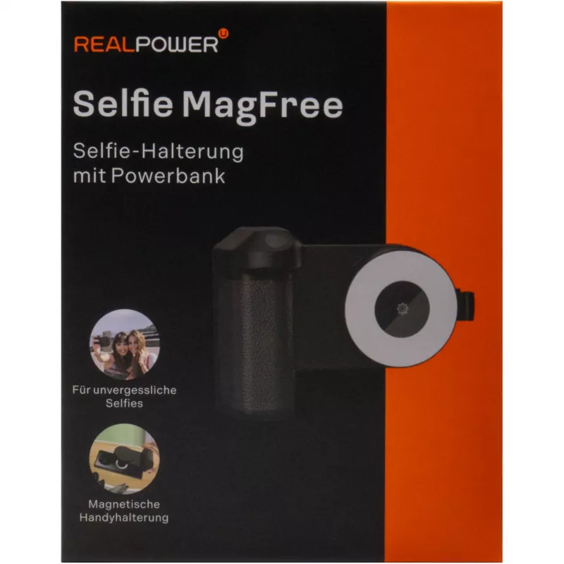 Pašbildes gaisma RealPower Selfie MagFree LED melna balta ABS PU