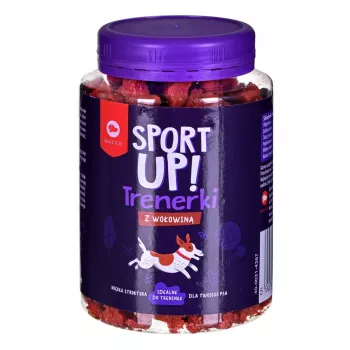 Suņu apmācības kārumi MACED Sport Up! Beef 300 g — liellopa gaļas garšas apmācības uzkodas pieaugušiem suņiem