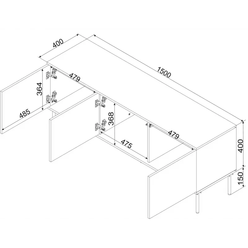 Cama 3D RTV skapis TRESSE 150x40x55 kašmira matēts