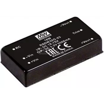 strāvas adapteris MEAN WELL RSDW20H-15 — 20 W, 15 V izeja, ieeja 43–160 V, RoHS