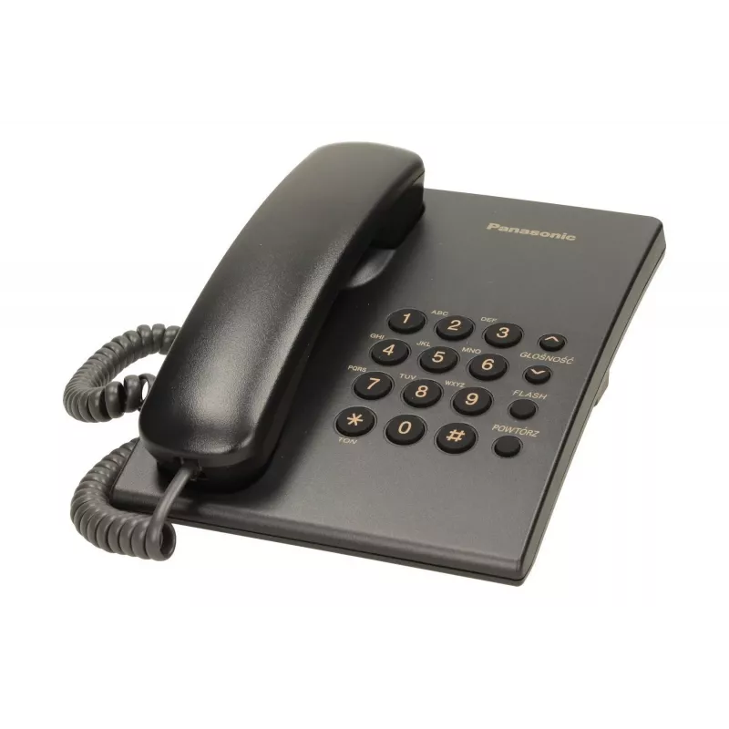 Vadu tālrunis Panasonic KX-TS500 melns ar zvanītāja ID un skaļruni