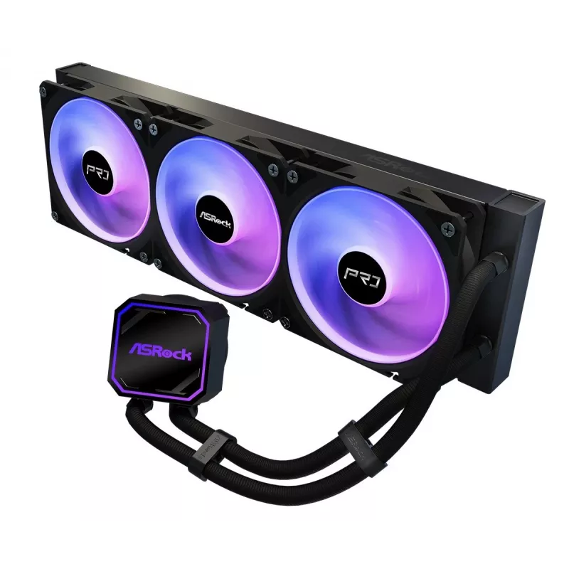 CPU dzesētājs ASROCK Pro 360 ARGB Melns — ASROCK modelis 90-APRA36-BAAGA6, 360mm AIO šķidruma dzesētājs, ARGB apgaismojums