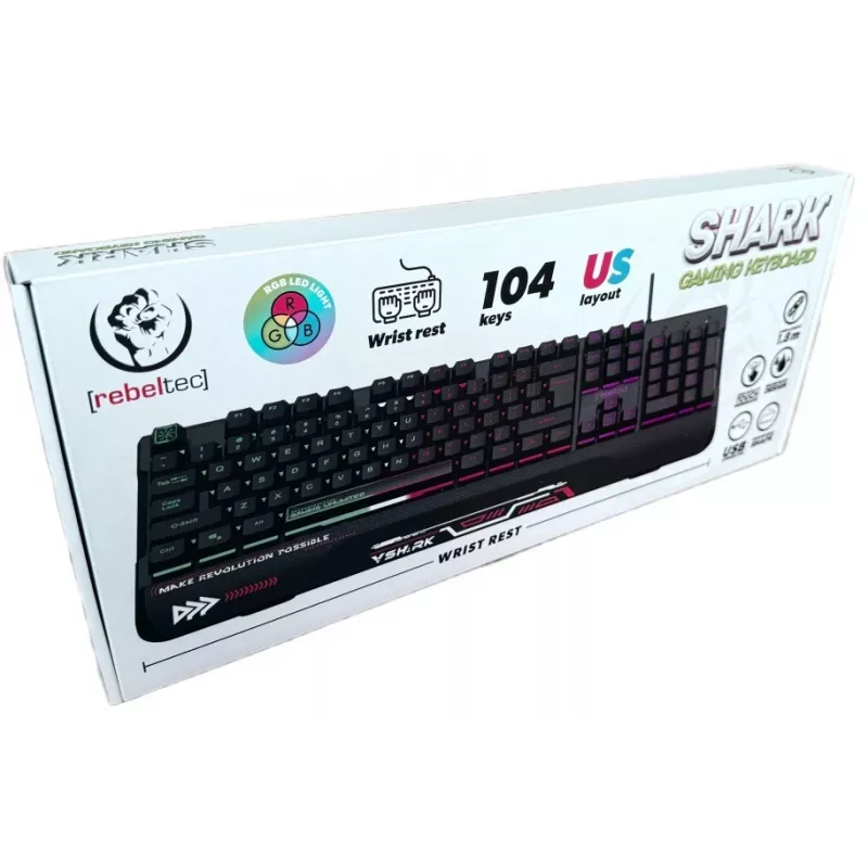 Mehāniskā pilnizmēra spēļu tastatūra Rebeltec Full size game keyboard SHARK