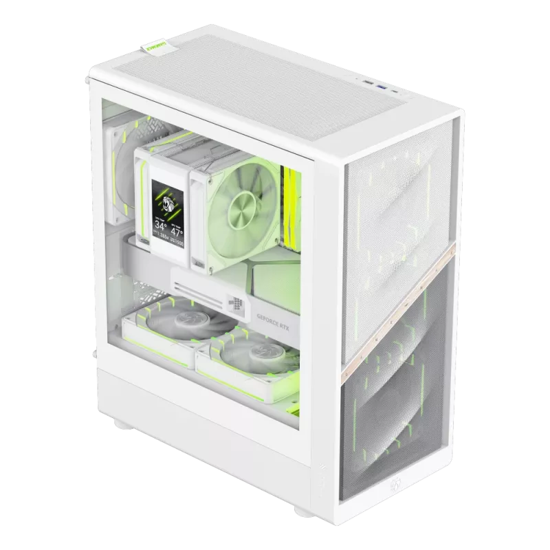 Gamemax korpuss | AERIS 330 MW | Balts | Mini Tower | Barošanas bloks nav iekļauts
