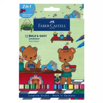 Marķieru komplekts Faber-Castell 164815 — 12 gabali, daudzkrāsu marķieri, ražots Vācijā