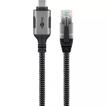 Goobay 70755 USB-C uz RJ45 Ethernet CAT 6 kabelis stabilam vadu interneta savienojumam ar maršrutētāju/modemu/tīkla komutatoru/aizstāj USB uz RJ45 adapteri / 1
