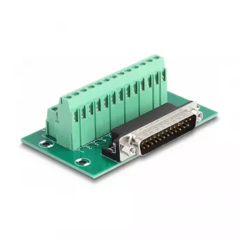 DeLOCK D-Sub 25 kontaktu vīrišķais uz spaiļu bloku DIN sliedei 51mm x 86mm x 30mm