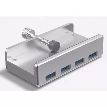 ALLNET ALL-USB3-HUB-4-CLIP interfeisa centrmezgls USB 3.2 Gen 1 (3.1 Gen 1) Type-A 5000 Mbit/s Sudraba (ALL-USB3-HUB-4-CLIP)