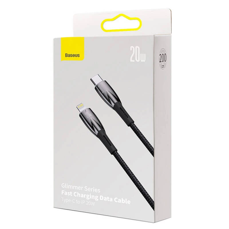 USB-C uz Lightning vads Baseus Glimmer 20W, 2 m — Ātra uzlāde un datu pārsūtīšana