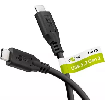 Goobay USB-C -kabelis USB 3.2 100 W 10 Gbit/s Power Delivery 1.5 m - -Plug> (74201)