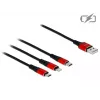 DeLOCK - tikai uzlādes kabelis - Lightning / USB - USB (M) uz Micro-USB Type B, Lightning, USB-C (M) - 1,0m - Ekranēts - Melns (85892)